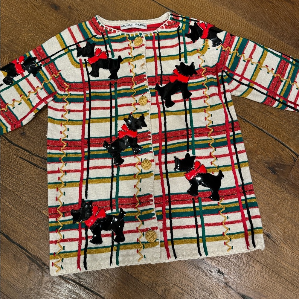 Michael Simon Christmas Cardigan Sweater vintage
